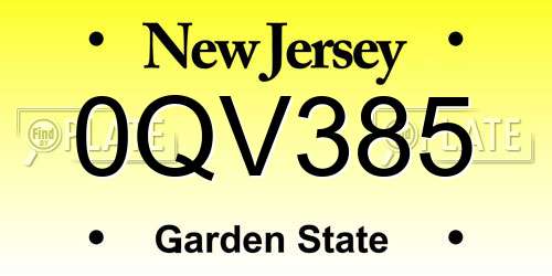 0QV385 New Jersey License Plate