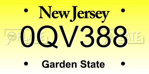 0QV388 New Jersey License Plate