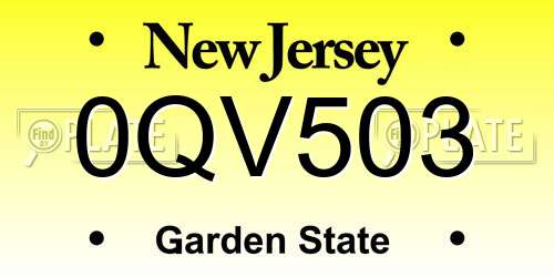 0QV503 New Jersey License Plate