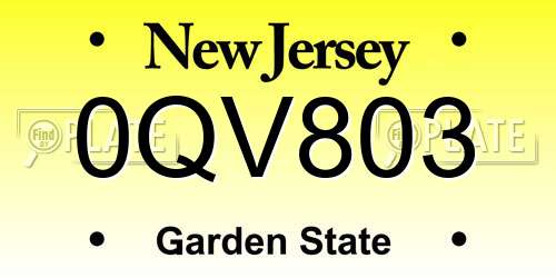 0QV803 New Jersey License Plate