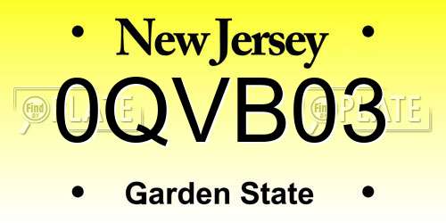 0QVB03 New Jersey License Plate