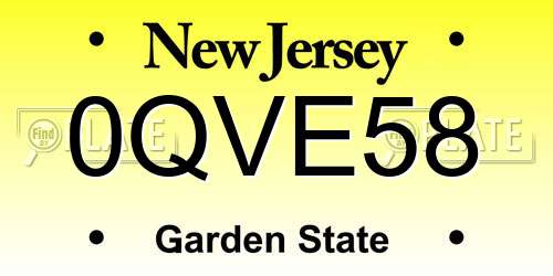 0QVE58 New Jersey License Plate