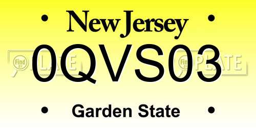0QVS03 New Jersey License Plate