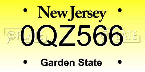 0QZ566 New Jersey License Plate