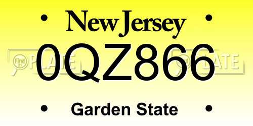 0QZ866 New Jersey License Plate