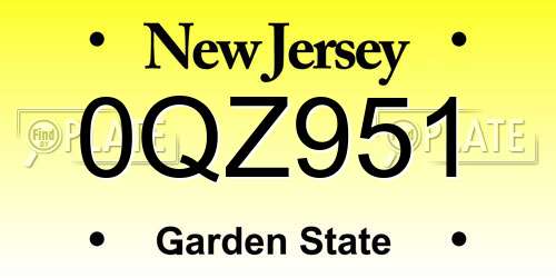 0QZ951 New Jersey License Plate