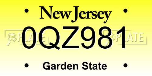 0QZ981 New Jersey License Plate