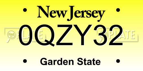0QZY32 New Jersey License Plate