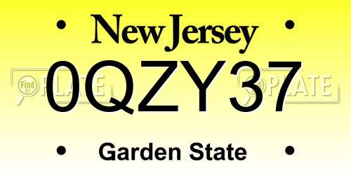 0QZY37 New Jersey License Plate