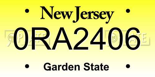 0RA2406 New Jersey License Plate