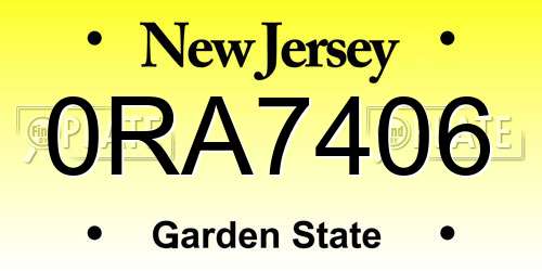 0RA7406 New Jersey License Plate