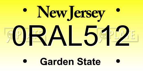 0RAL512 New Jersey License Plate