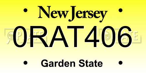 0RAT406 New Jersey License Plate
