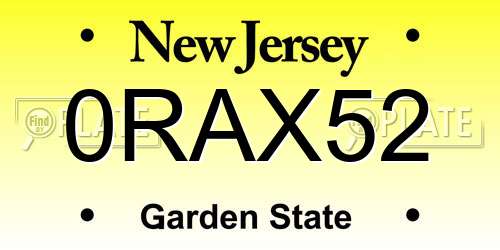 0RAX52 New Jersey License Plate