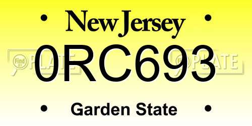 0RC693 New Jersey License Plate