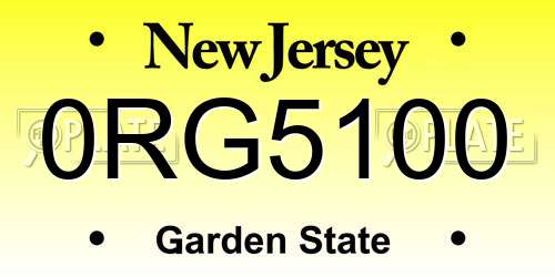 0RG5100 New Jersey License Plate