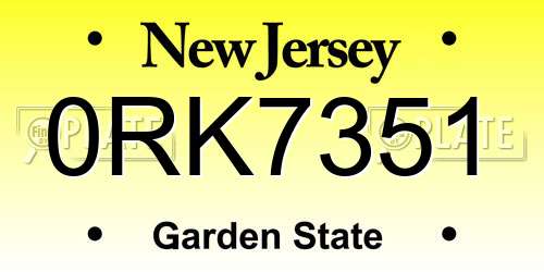 0RK7351 New Jersey License Plate