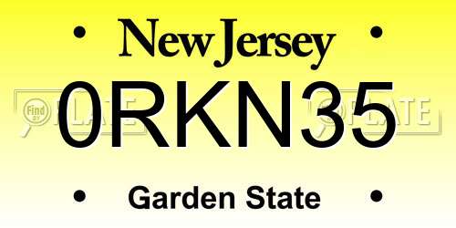 0RKN35 New Jersey License Plate