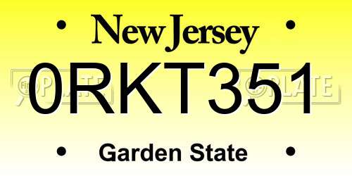 0RKT351 New Jersey License Plate