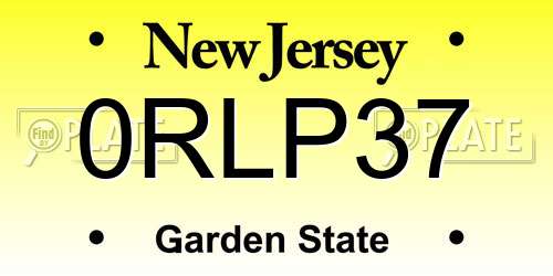 0RLP37 New Jersey License Plate