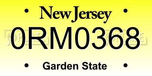 0RM0368 New Jersey License Plate