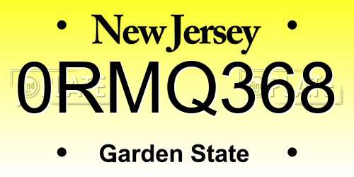 0RMQ368 New Jersey License Plate