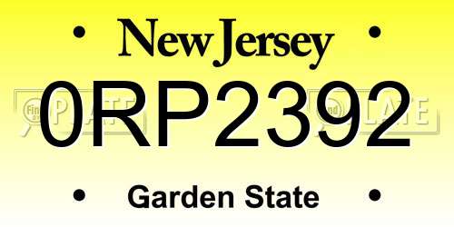0RP2392 New Jersey License Plate
