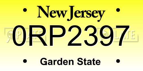 0RP2397 New Jersey License Plate