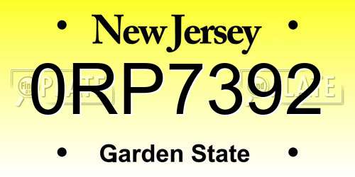 0RP7392 New Jersey License Plate