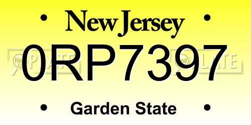 0RP7397 New Jersey License Plate