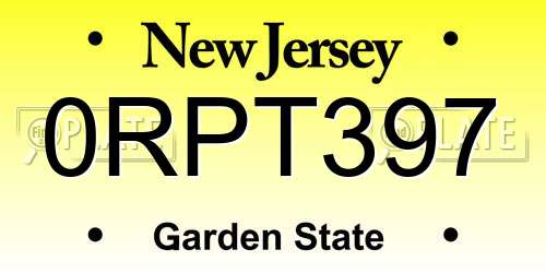 0RPT397 New Jersey License Plate