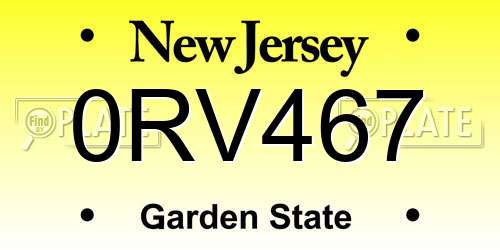 0RV467 New Jersey License Plate