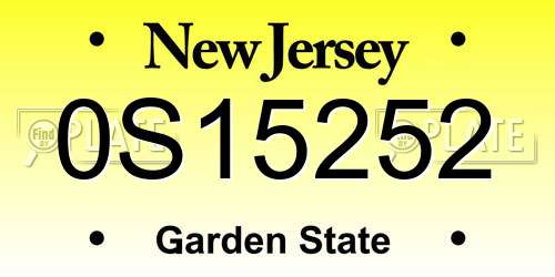 0S15252 New Jersey License Plate
