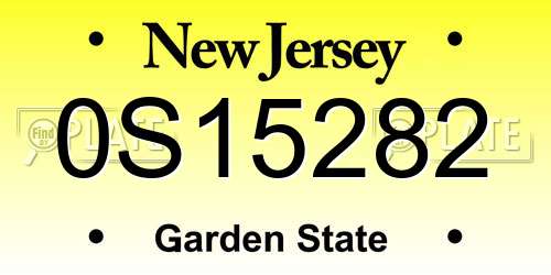0S15282 New Jersey License Plate