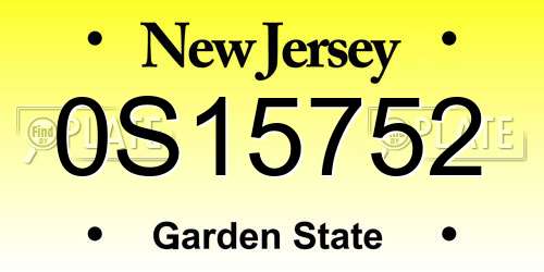 0S15752 New Jersey License Plate
