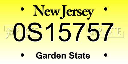 0S15757 New Jersey License Plate