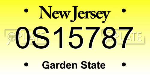 0S15787 New Jersey License Plate