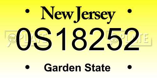0S18252 New Jersey License Plate