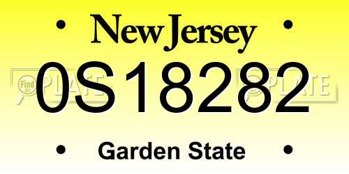 0S18282 New Jersey License Plate