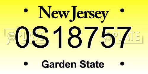 0S18757 New Jersey License Plate