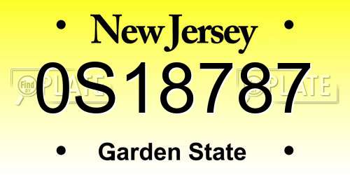 0S18787 New Jersey License Plate