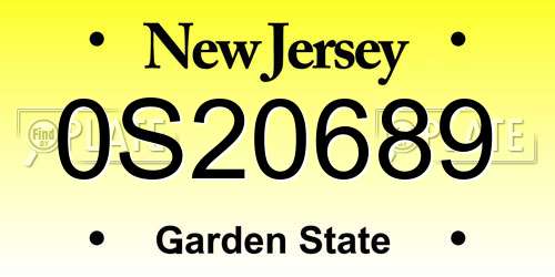 0S20689 New Jersey License Plate