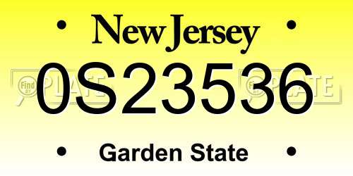 0S23536 New Jersey License Plate