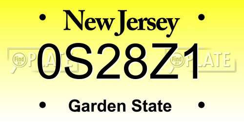 0S28Z1 New Jersey License Plate