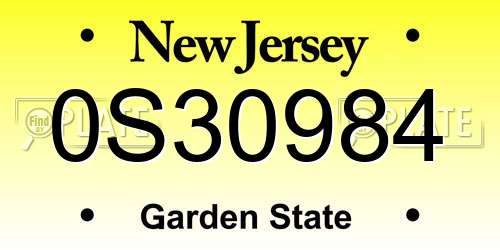 0S30984 New Jersey License Plate