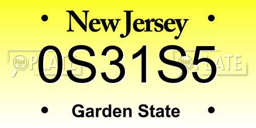 0S31S5 New Jersey License Plate