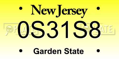 0S31S8 New Jersey License Plate