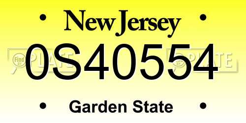 0S40554 New Jersey License Plate