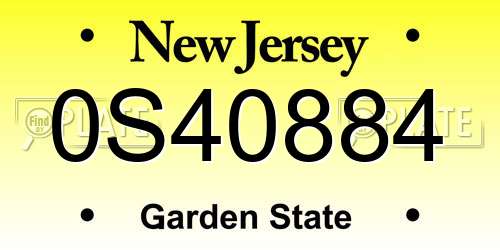 0S40884 New Jersey License Plate