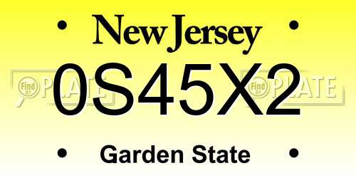 0S45X2 New Jersey License Plate